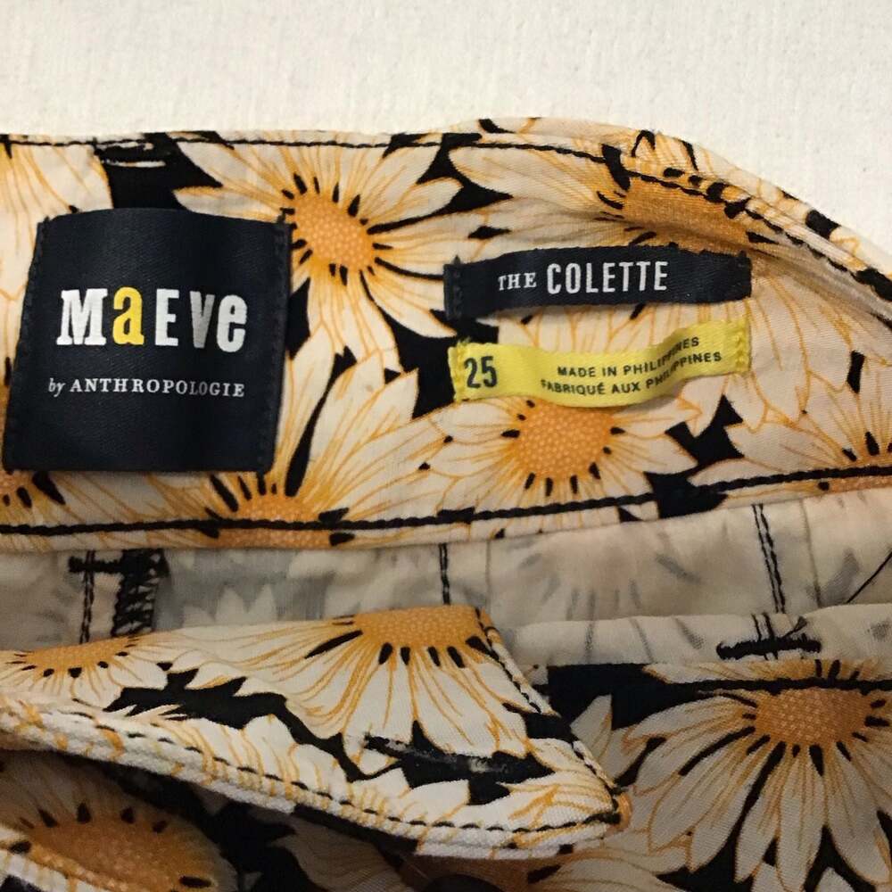 Anthropologie Maeve Colette Daisy Print Linen Blend Pants Size 25 - Picture 7 of 12